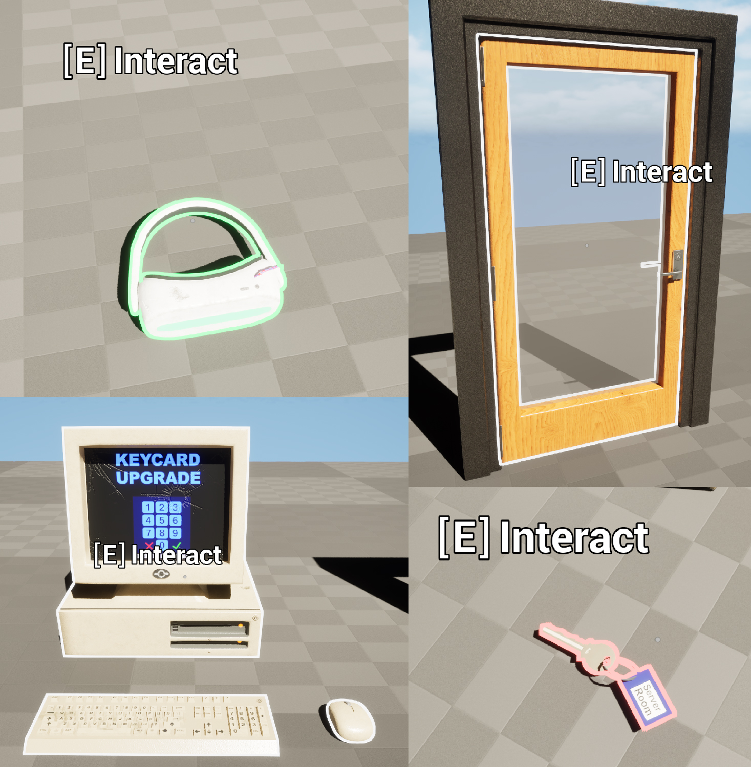 various outlined objects